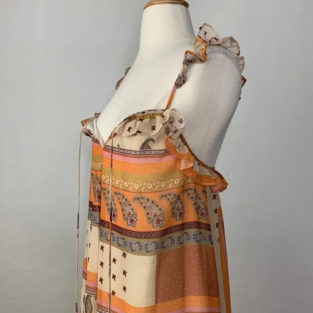 ZARA Patchwork Paisley Bandana Maxi Dress Boho Y2K Western Cottagecore Size XS - Picture 8 of 15